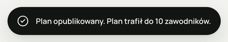 Komunikat „Plan opublikowany. Plan trafił do 10 zawodników.”